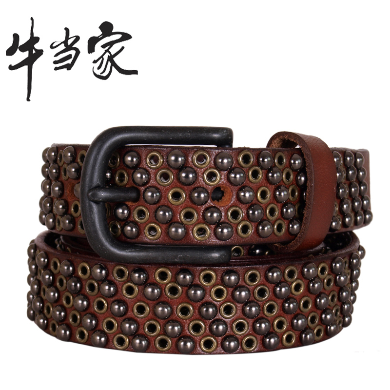 Cattle strap Women women's genuine leather belt all-match strap female cowhide belt female rivet np763