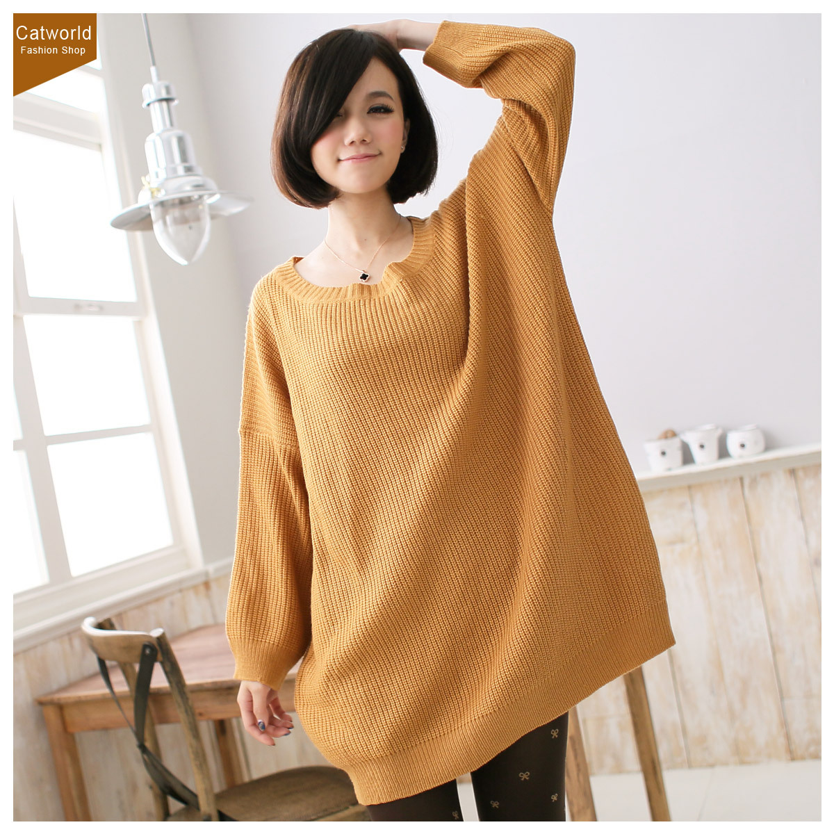 Catworld 2012 autumn and winter women 13001347 loose brief medium-long pullover sweater female