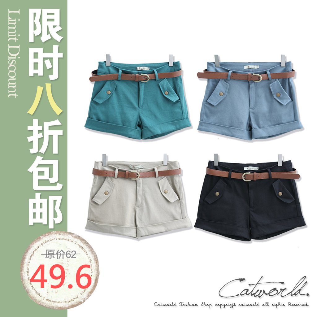 CATWORLD spring 2012 14000558 strap classic fashion shorts ,Free shipping