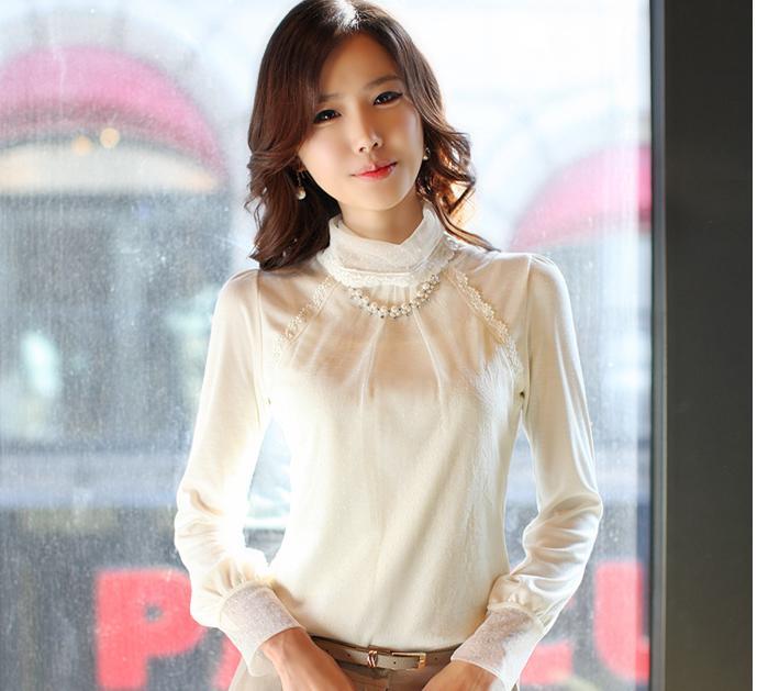 Cayuse mark spring and autumn work wear ol women's white sweater slim solid color pullover W311