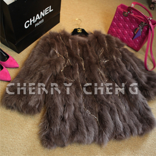 Cc handmade fox fur lanyards fur coat h10