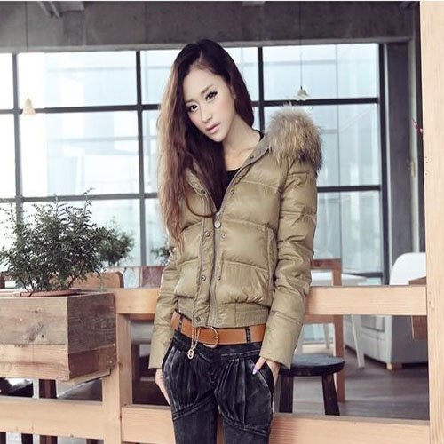 [Cerlony]Free Shipping Winter Down Jacktet Women's Thickening Slim Large Real Fur Collar Hooded Down Coat Outerwear EiderDown12