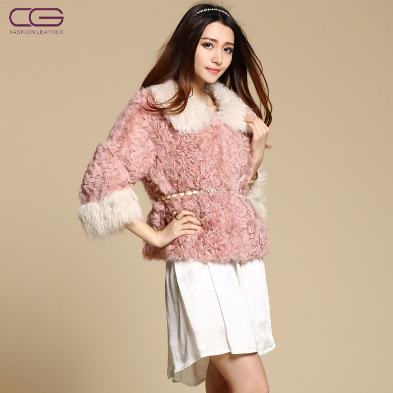 Cg 2012 berber fleece turn-down collar short design lamb fur overcoat women's fur coat