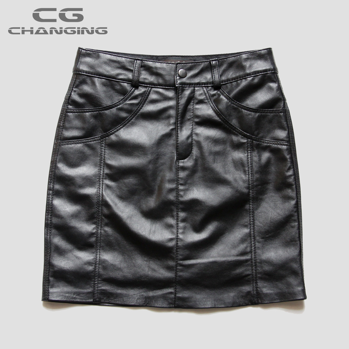 Cg 2012 spring sheepskin slim hip a-line skirt bust skirt medium skirt female genuine leather pipkin skirt