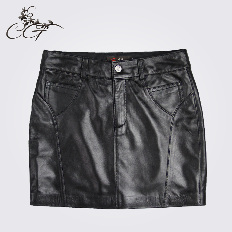 Cg 2012 spring sheepskin slim hip a-line skirt step skirt bust skirt short skirt genuine leather skirt