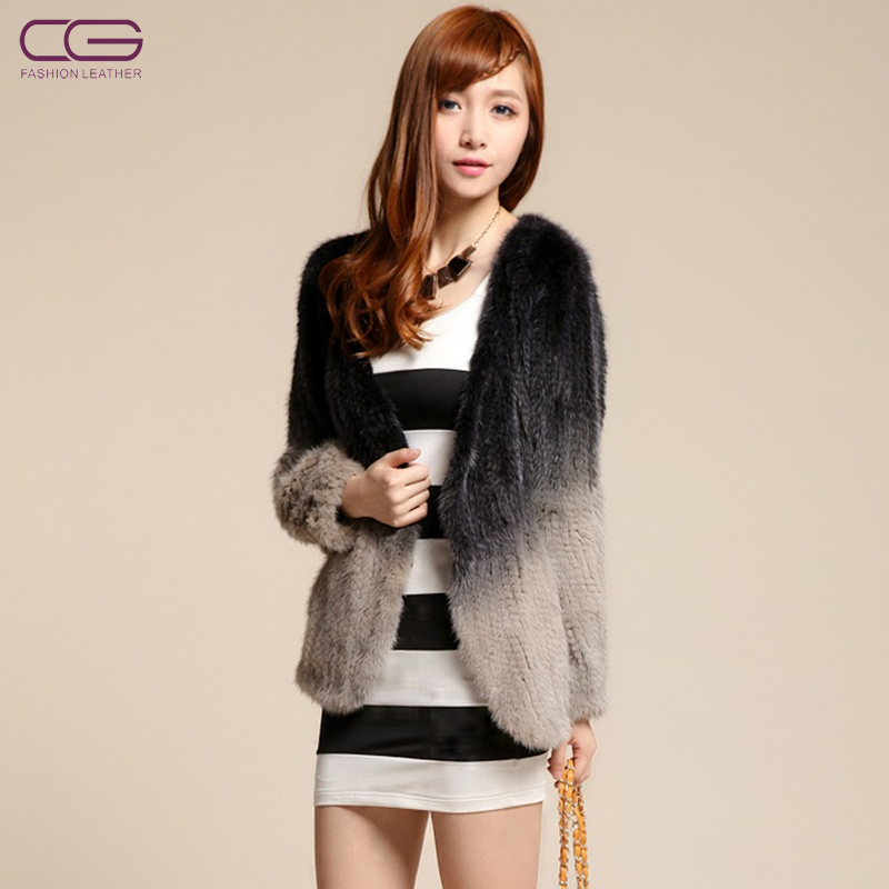 Cg mink hair knitted fashion slim meters grey transition color female fur coat picao