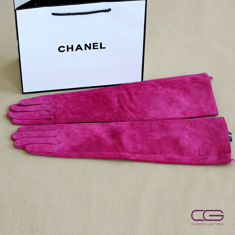 Cg series 2012 autumn and winter suede leather ultra long women's genuine leather gloves