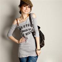 Charm leather r 8082 one shoulder medium-long t-shirt 190g