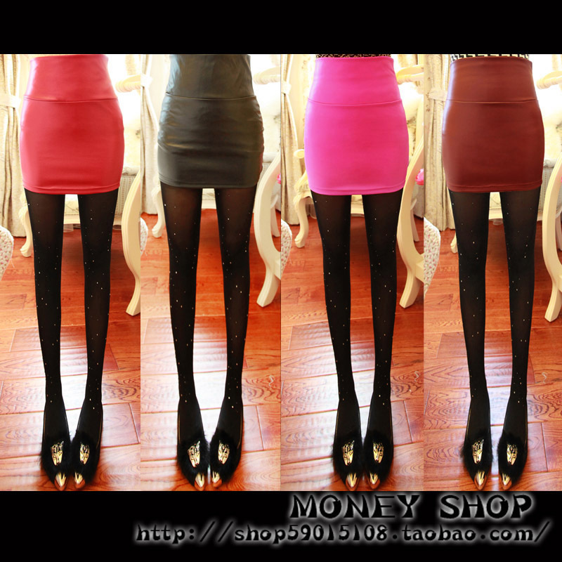 Charming leather skirt winter new arrival all-match liner brushed thermal chromophous faux high waist slim hip skirt