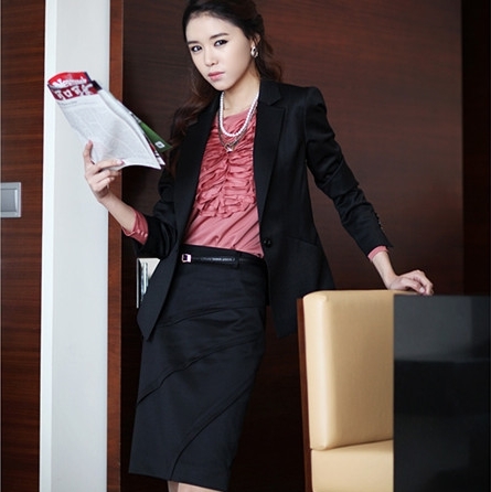 Cheap 2013 new arrival professional women's suits black blazer slim pencil skirt all-match bust skirt