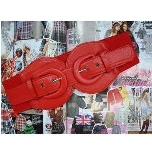 Cheap Jewelry  Korea fashion double round buckle red wide lady's leather belt   Z84aF  wholesale charms