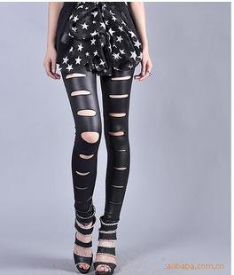 Cheap Jewelry New Black Leather Look Front Slit Cut Skinny Pants Leggings 185a8.9 wholesale charms