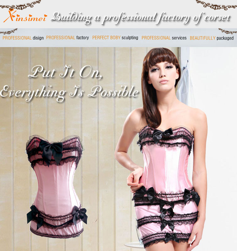 Cheap Lace Overbust Pink Shaper &Skirt