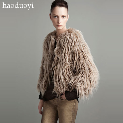 Cherry In The Eden, Free Shipping, deep beige fur coat long-sleeve fur coat 5 full