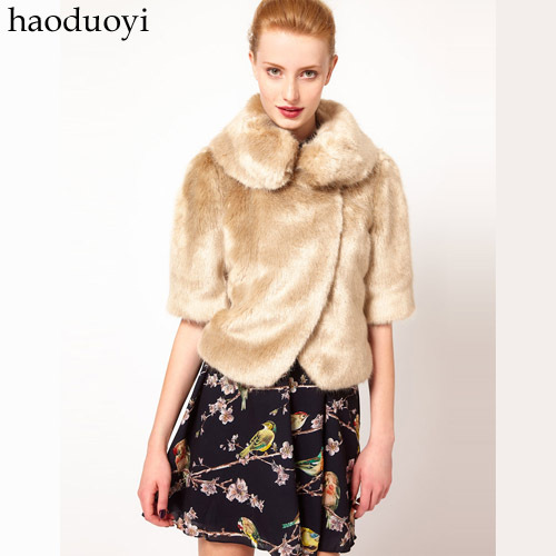 Cherry In The Eden, Free Shipping, half sleeve short design fur coat round turn-down collar 6 full