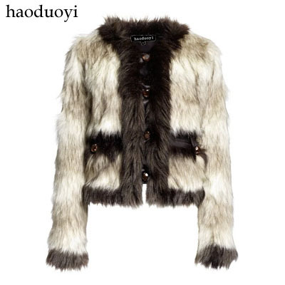 Cherry In The Eden, Free Shipping, Luxury limited edition star fur coat color block decoration cape color block fur overcoat