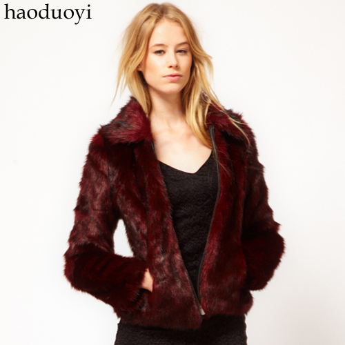 Cherry In The Eden, Free Shipping, Wine red fox fur zipper overcoat elegant turn-down collar long-sleeve fur coat 6 full