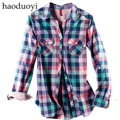 Cherry In The Eden, Free Shipping, Yarn dyed plaid 100% cotton water wash shirt