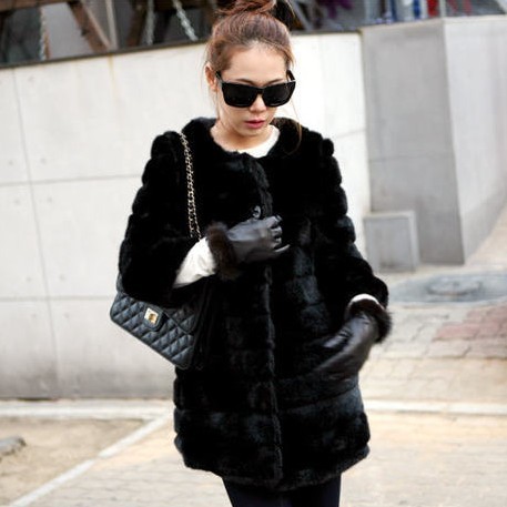 Cherry joyce 2012 fur coat autumn and winter women fashion elegant o-neck overcoat