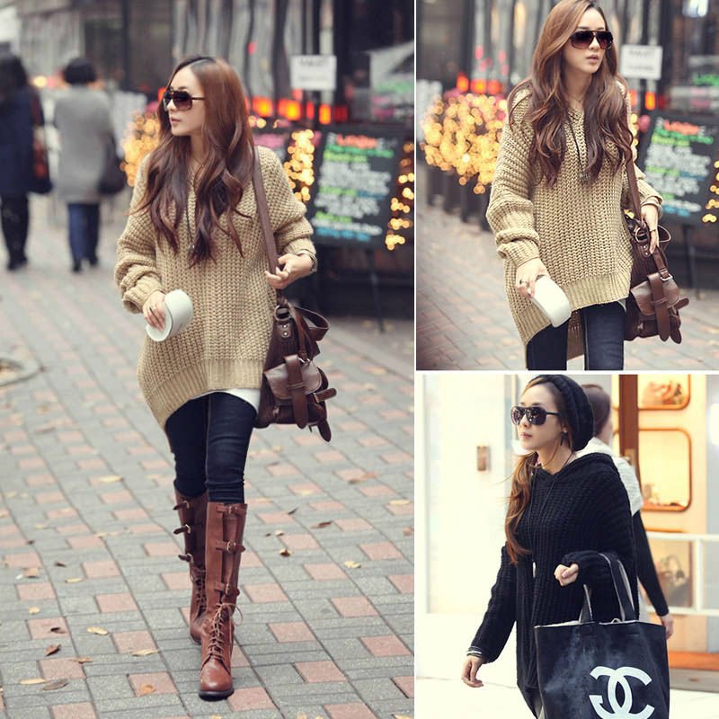 CHIC ASYMMETRIC LOOSE FIT HOODED SWEATER JUMPER 3450