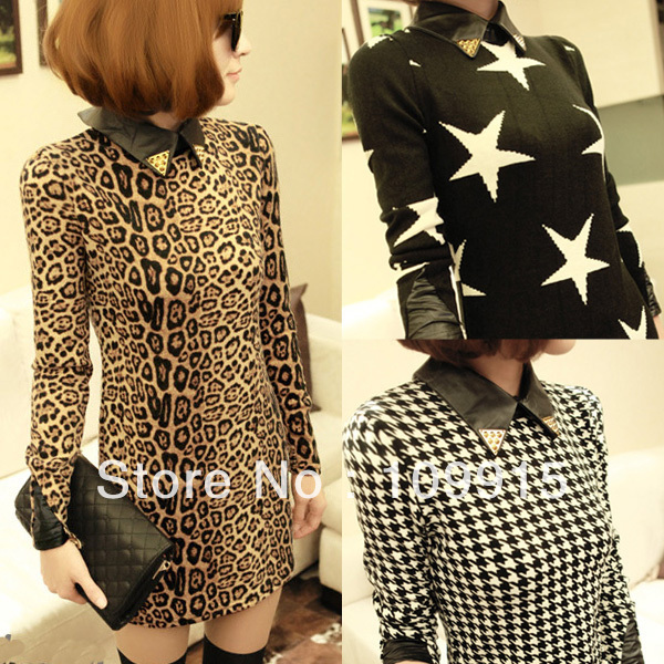 Chic Star Long Sleeved Blouse Spiked Rivet Stud Collar Shirt Long Slim Top New   CY0386