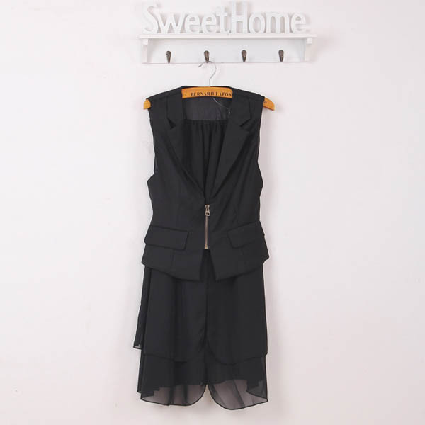 Chiffon and cotton blend patchwork Women Vest 8529