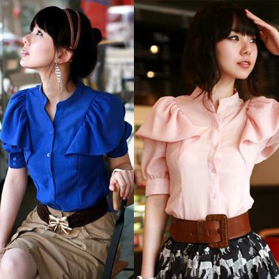 Chiffon Blouses Free Shipping Women's Short Sleeve Chiffon Blouses Fashion Style Elegant Shirt Wholesale Retail WL1534