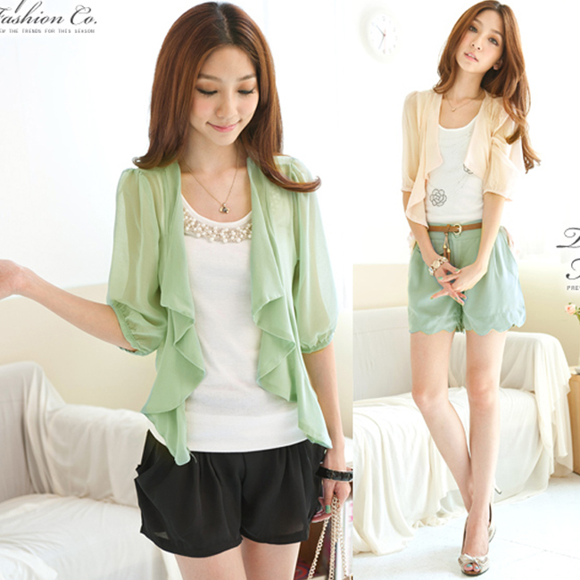 Chiffon cardigan short design coat 11567 free shipping