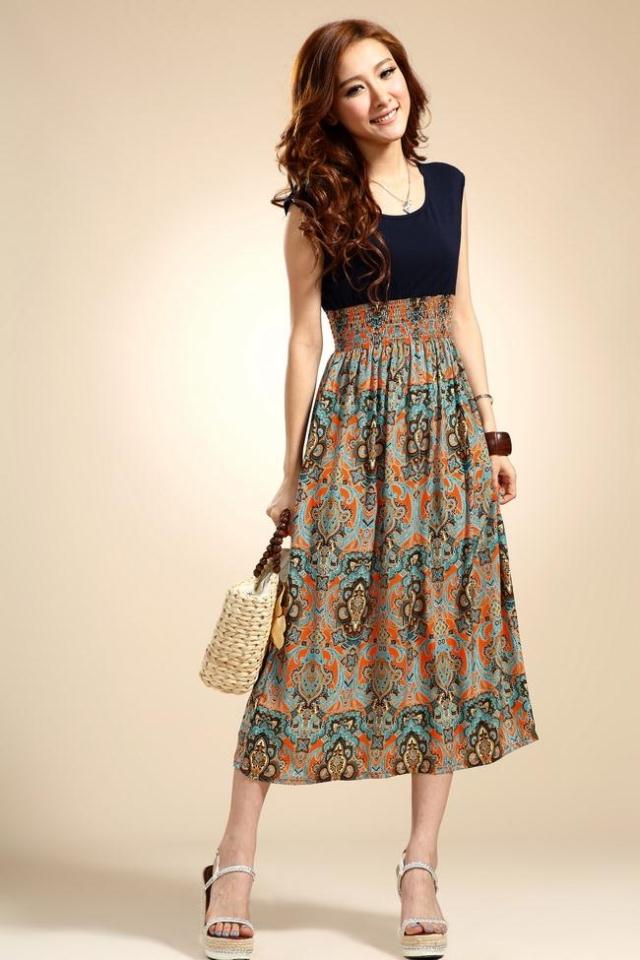 Chiffon dress bohemia national trend chiffon full dress long design thin skirt