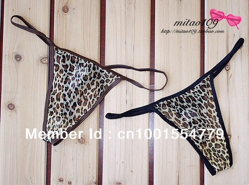 Chiffon leopard female thong