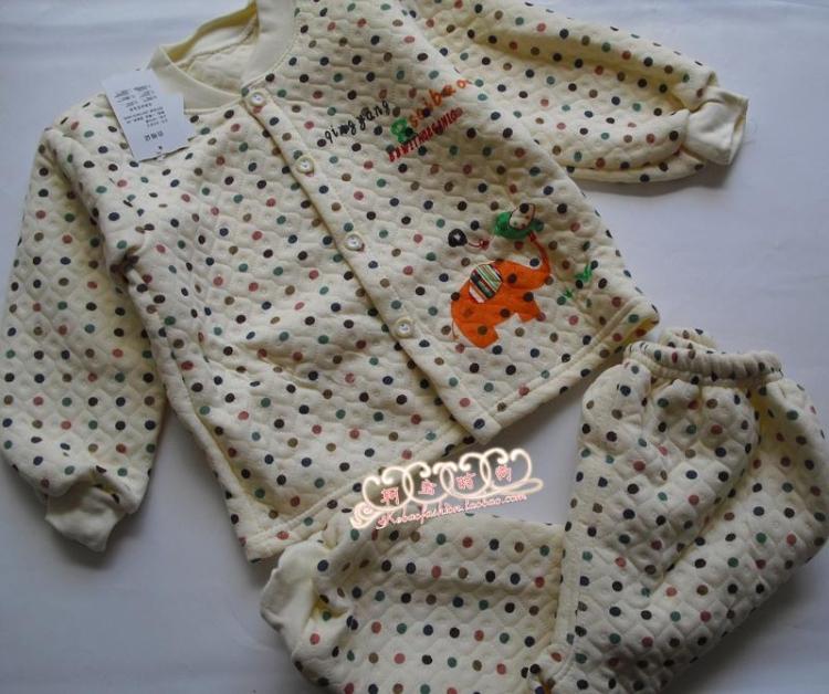 Child 100% cotton thermal underwear set baby spring and autumn at home service infant thickening underwear