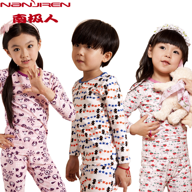 Child 100% cotton underwear male female child long johns long johns set thermal underwear