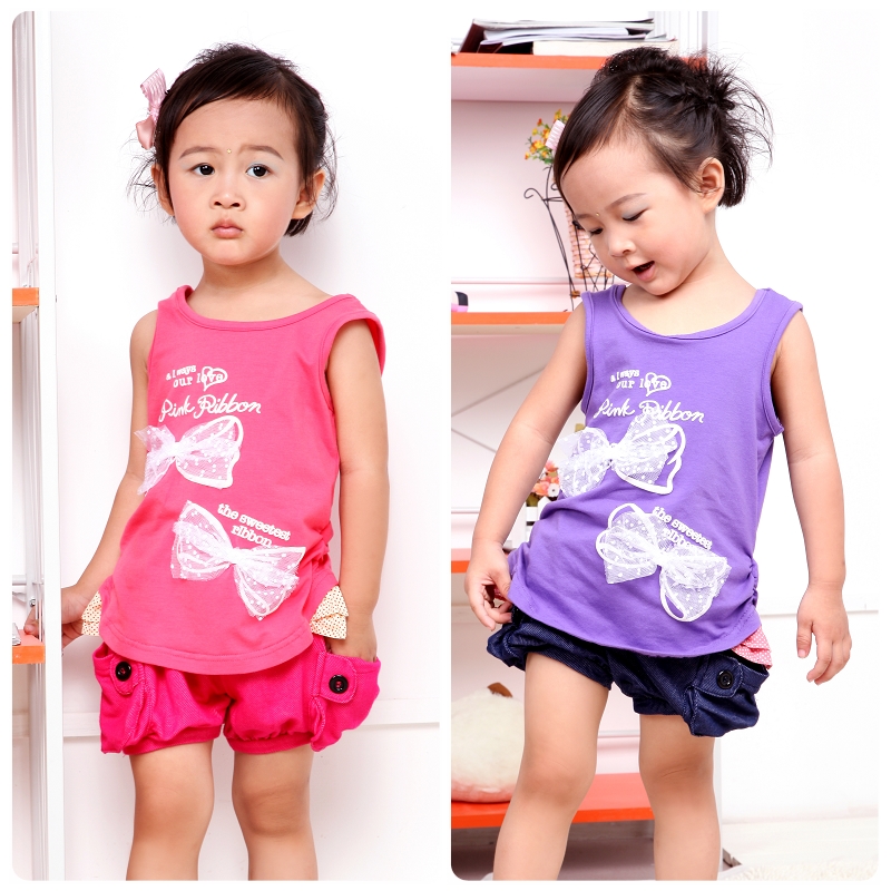 Child clothes summer vest girls clothing baby clothes summer 100% cotton child t-shirt