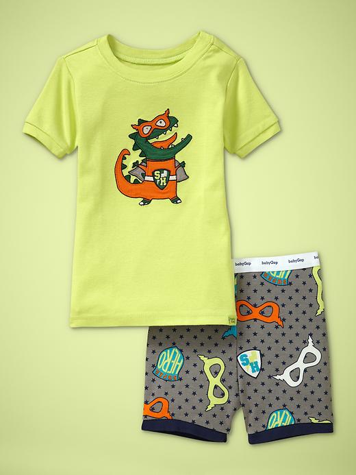 Child short-sleeve lounge pattern blended-color cartoon child sleepwear 6047