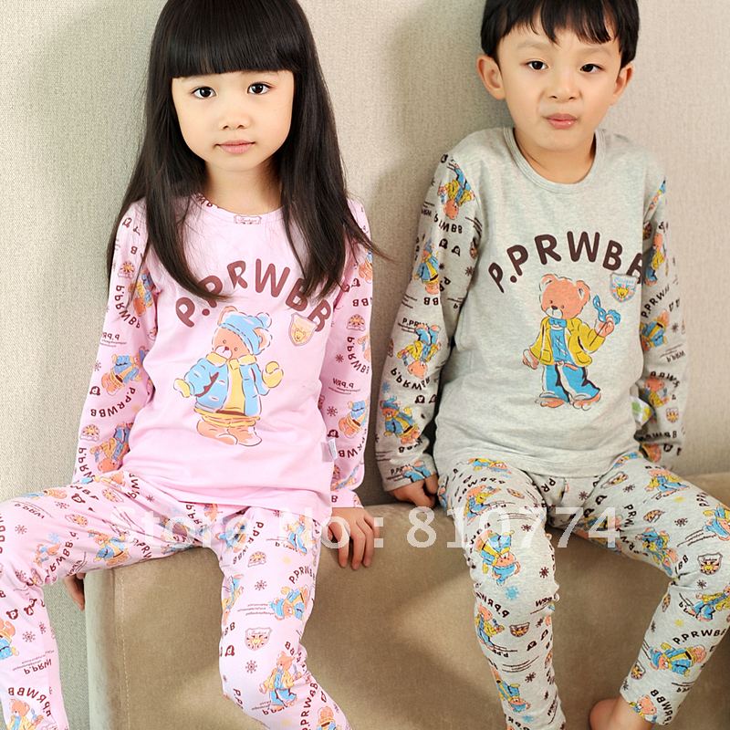 Child sleepwear boys autumn child underwear female child long-sleeve 100% cotton child autumn underwear set