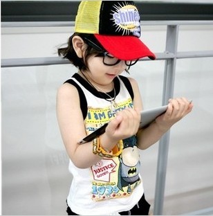 Child summer boys clothing cotton clothing girls 100% summer tank baby