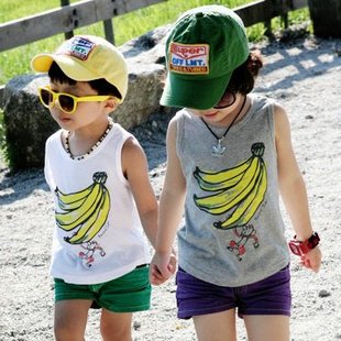 Child T-shirt 2013 sleeveless vest male girls top clothing 3e-8 5010