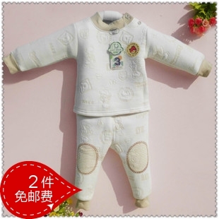 Child thermal underwear set baby underwear set baby underwear set 100% cotton autumn and winter 1 3