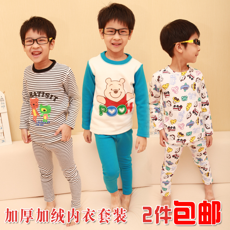 Child thermal underwear set children's clothing male child underwear sleepwear thickening plus velvet winter 2012 ny6001