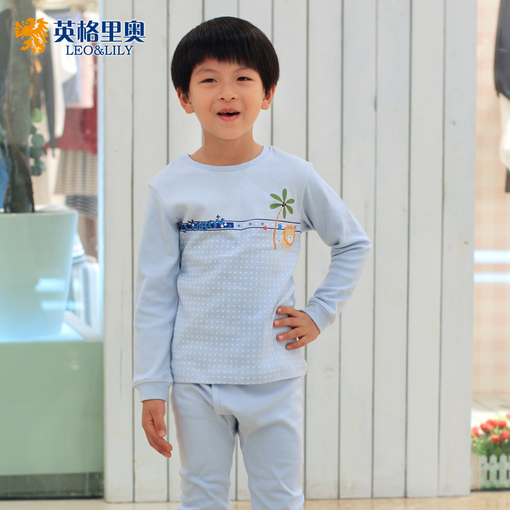 Child thermal underwear set male child girls clothing 100% cotton sweater plus velvet thickening baby 100% cotton long johns