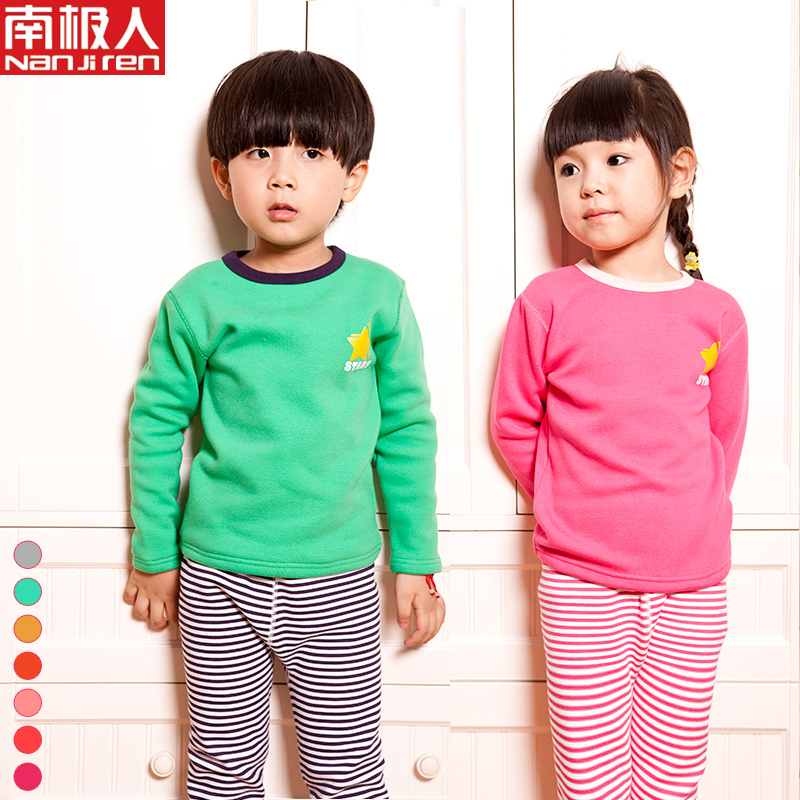 Child thermal underwear set plus velvet thickening children's clothing male child female child baby thermal underwear