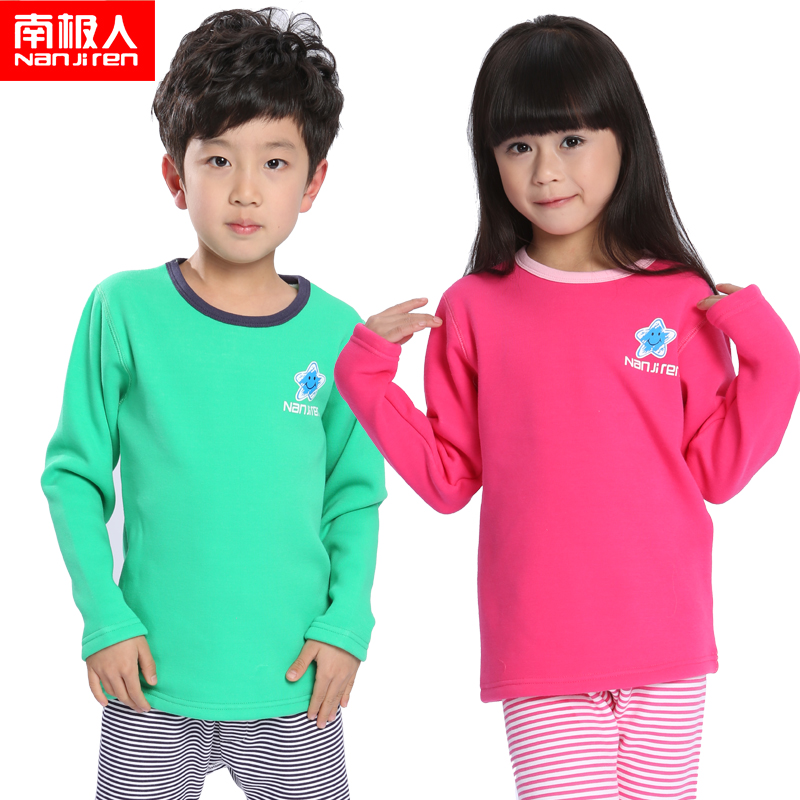 Child thermal underwear set plus velvet thickening male child female child autumn and winter clothing baby sleepwear