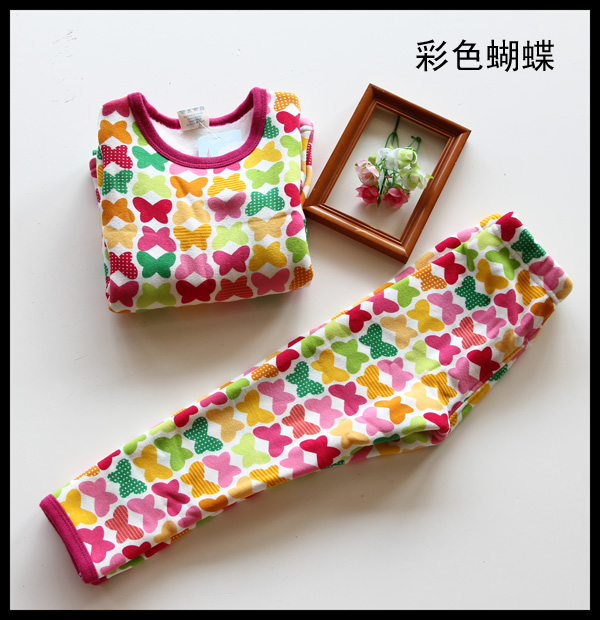 Child thermal underwear set plus velvet thickening male child female child baby child