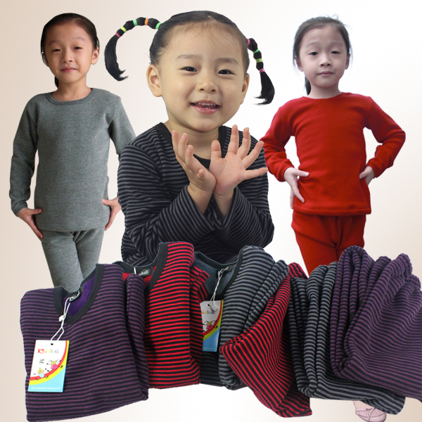 Child thermal underwear set velvet thickening big ploughboys thermal underwear child thermal clothing coral fleece