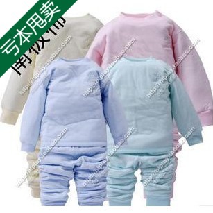 Child underwear baby lobster antarctic cotton set 100% cotton child thermal underwear set child sleepwear