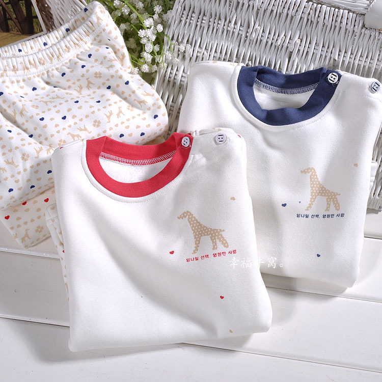 Child underwear plus velvet thickening baby thermal underwear set baby winter sleepwear male female child