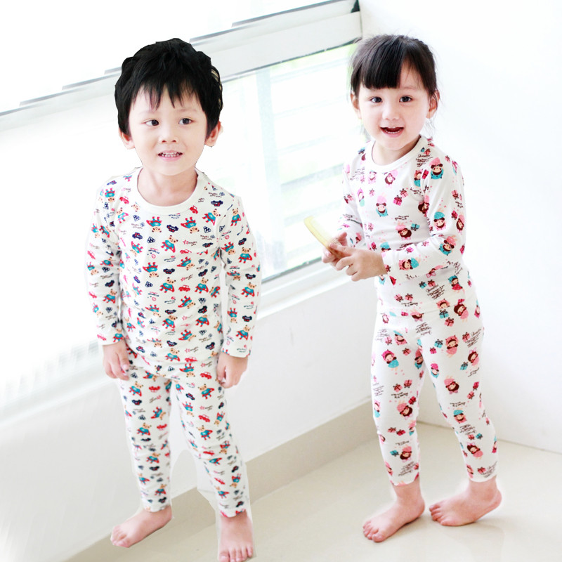 Child underwear set 100% cotton male child female child sleepwear boy