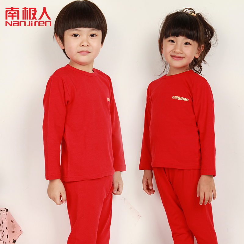 Child underwear set cotton thin long johns long johns set children's clothing male child female child underwear red