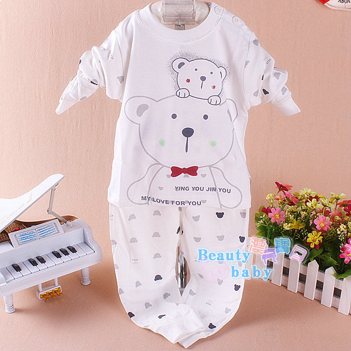 Child underwear spring and autumn bamboo fibre cartoon print underwear twinset bear underwear set y2356