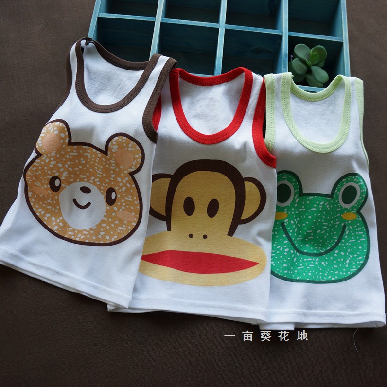 Child vest male child baby pure cotton vest girls clothing summer spaghetti strap vest lion rabbit